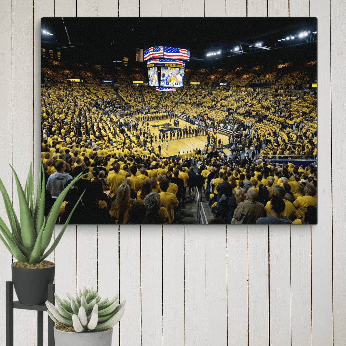 Michigan Wolverines Crisler Center Basketball Canvas - Stadium Vagabond