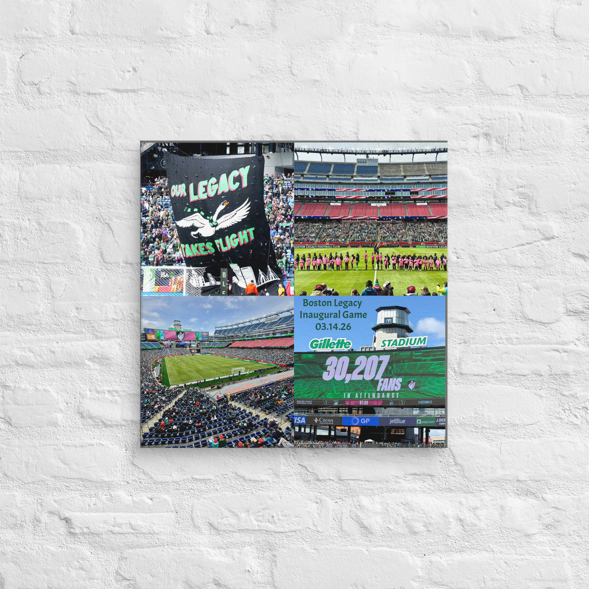 Boston Legacy Inaugural Soccer Game - 4 Canvas - Stadium Vagabond