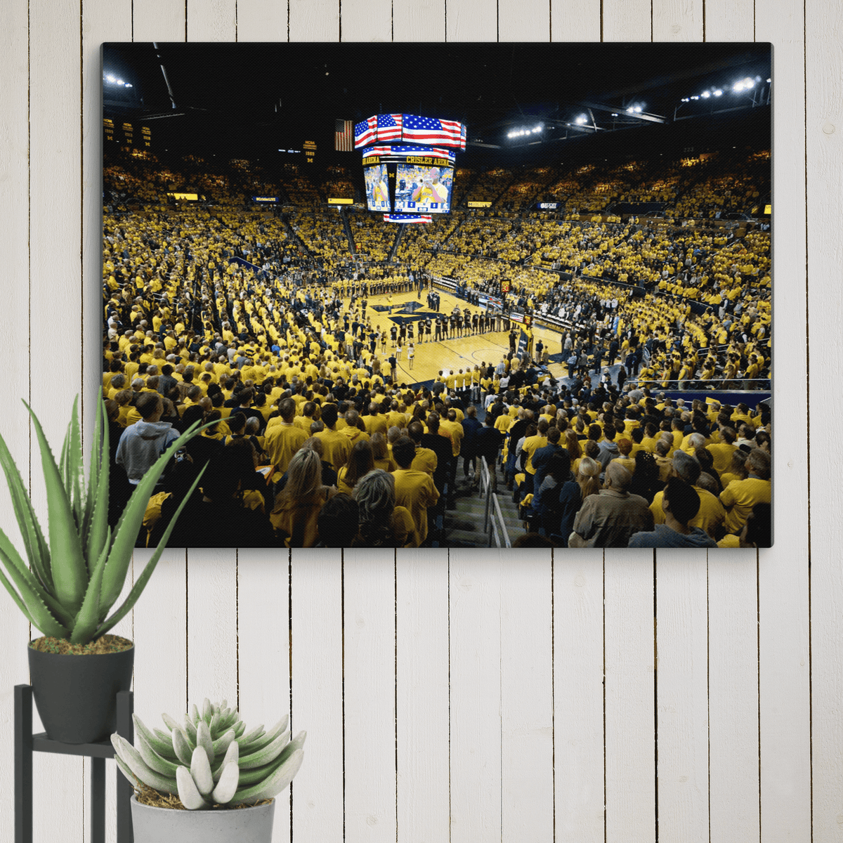Michigan Wolverines Crisler Center Basketball Canvas - Stadium Vagabond