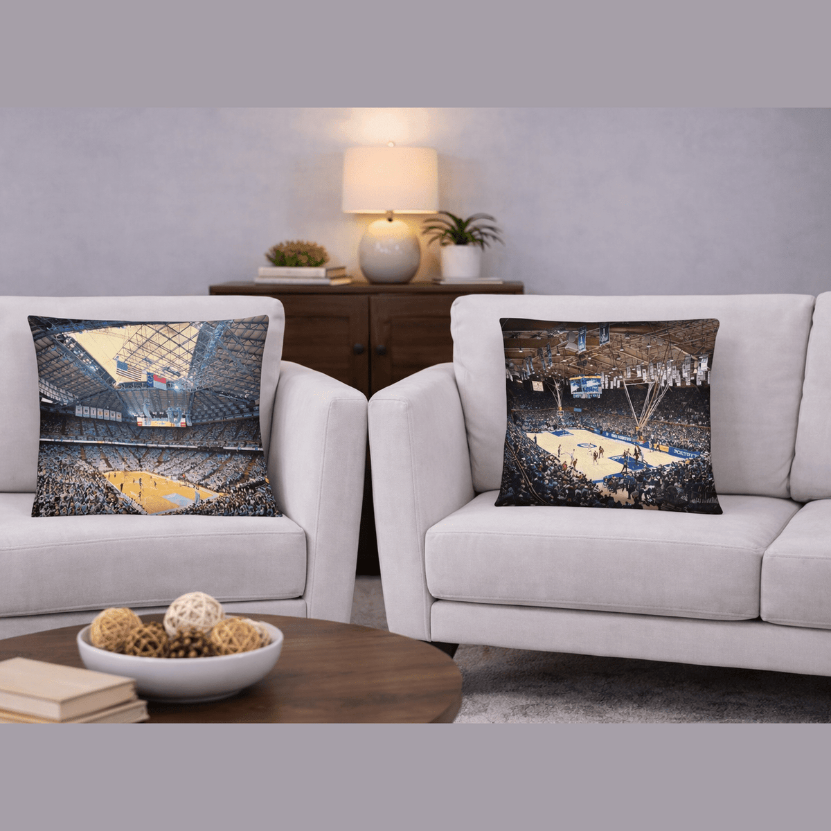 House - Divided Duke Blue Devils vs. UNC Tar Heels Pillow - Stadium Vagabond