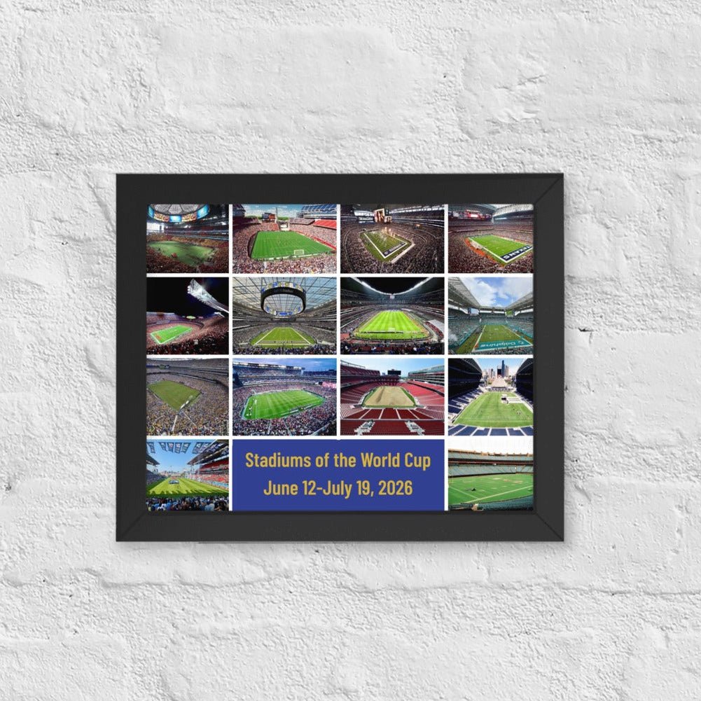 Stadiums of the 2026 World Cup Framed poster - Stadium Vagabond