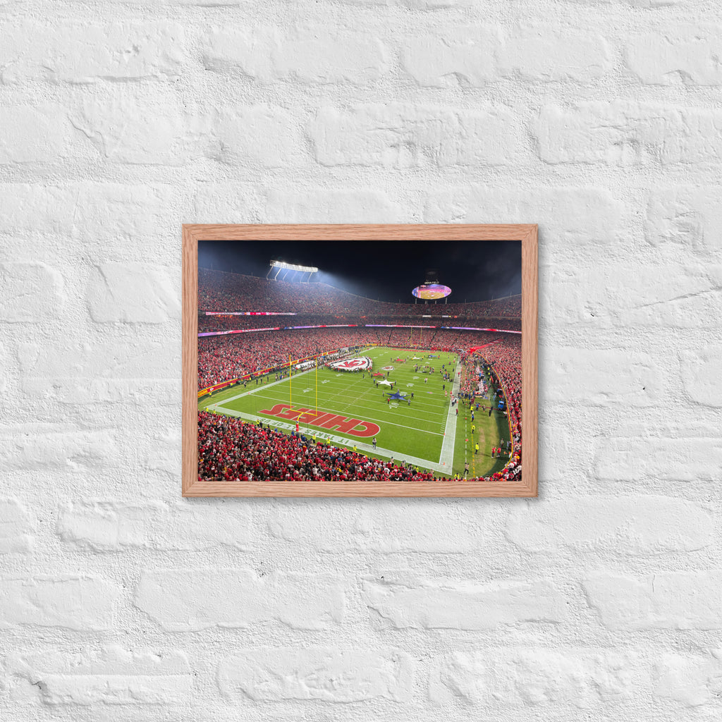 Arrowhead Stadium - Home of the Kansas City Chiefs Framed Poster (12x16) - Stadium Vagabond