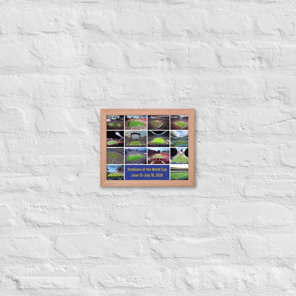 Stadiums of the 2026 World Cup Framed poster - Stadium Vagabond