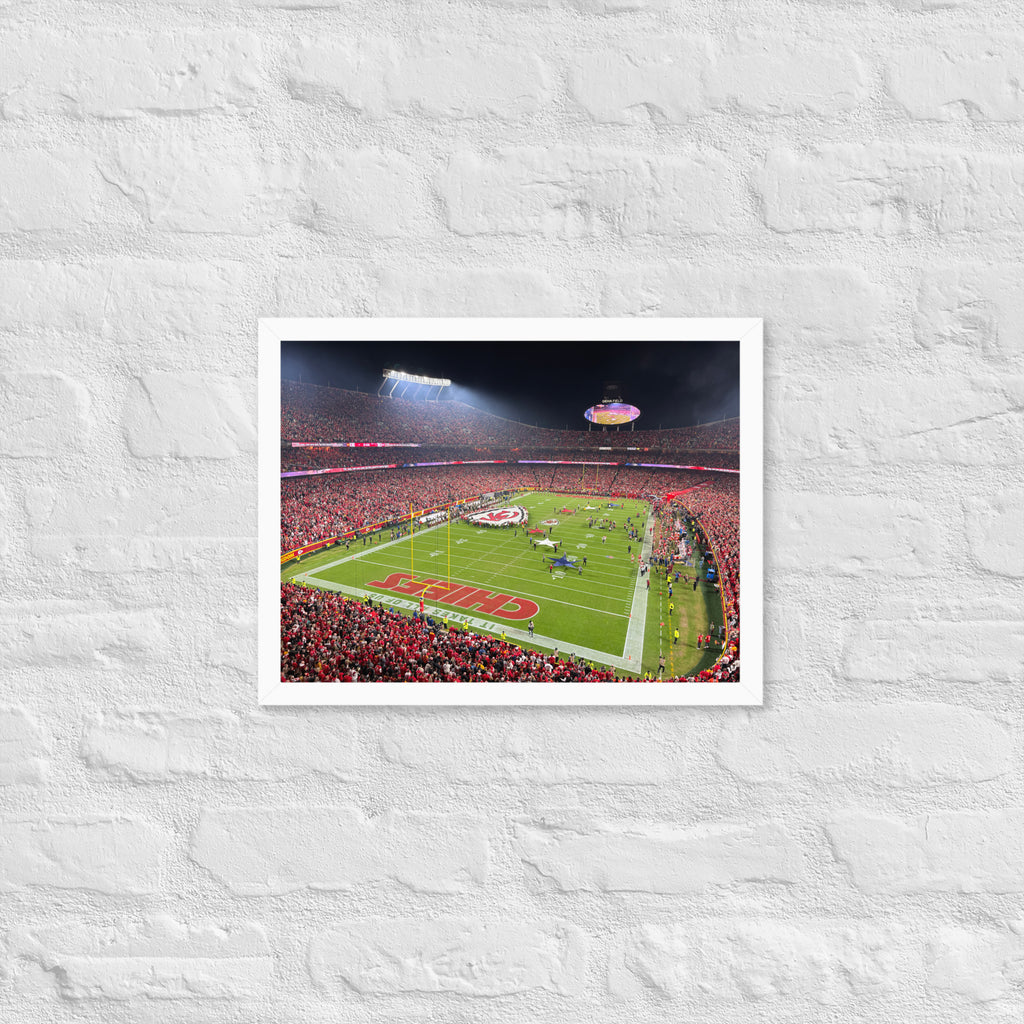 Arrowhead Stadium - Home of the Kansas City Chiefs Framed Poster (12x16) - Stadium Vagabond
