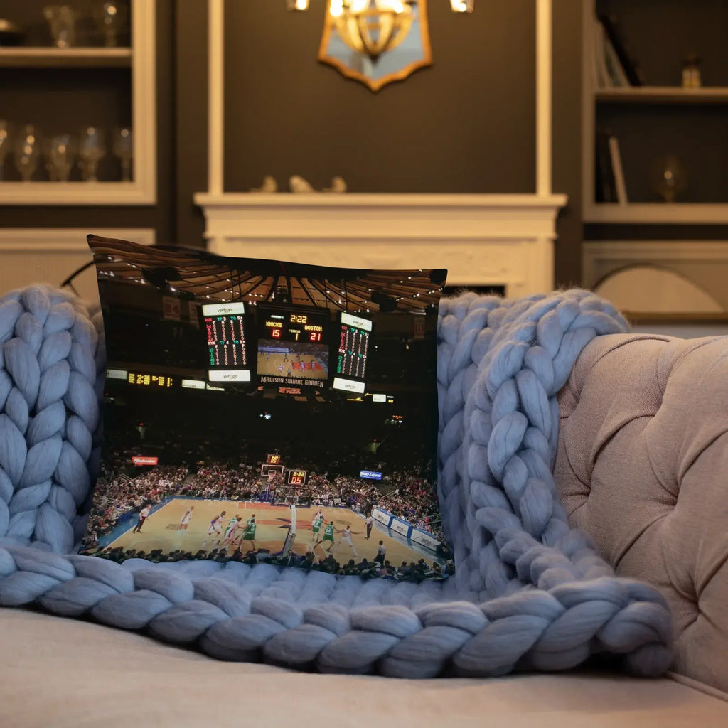 New York Knicks Pillow - NBA CHAMPS ON SCOREBOARD! - Stadium Vagabond