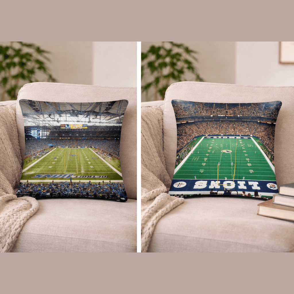 Detroit Lions Double - Sided Pillow - Pontiac Silverdome and Ford Field - Stadium Vagabond