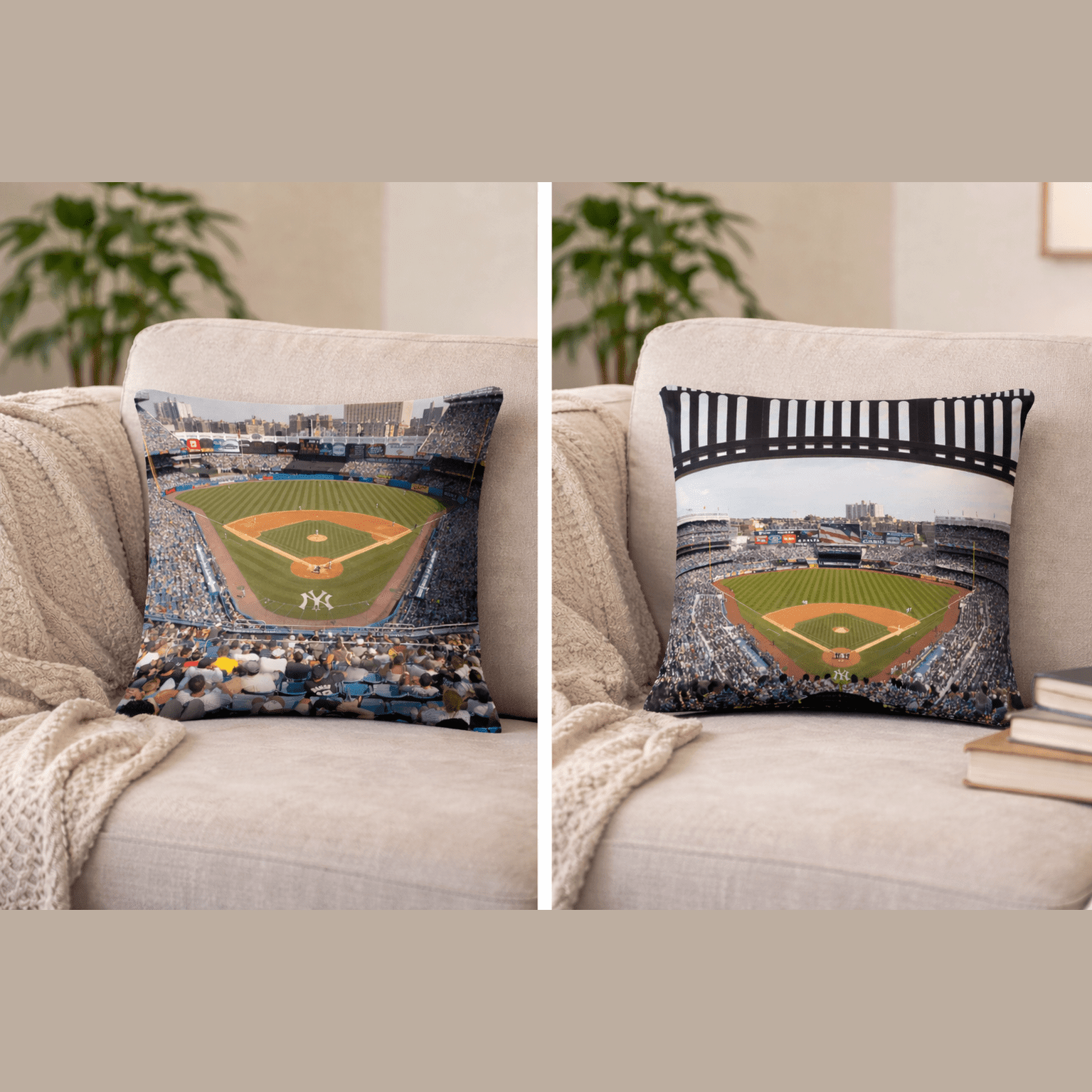 Legacy of the Bronx - New and Old Yankee Stadium Double - sided Pillow - Stadium Vagabond
